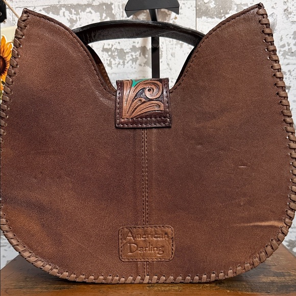 American Darling Leopard Print Shoulder Bag with Turquoise Accent - Picture 2 of 3